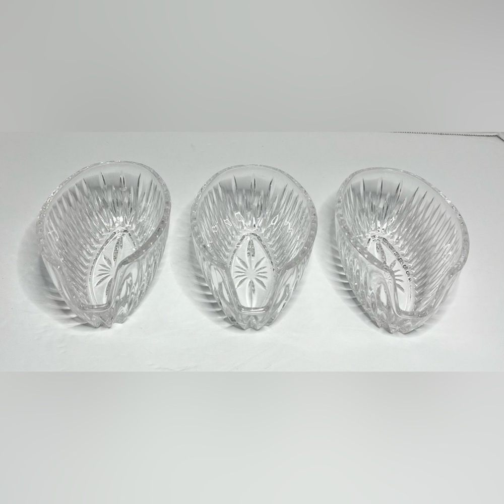 Set Of 3 Princess House Royal Highlight Lead Crystal Spoon Fork Rest Holders